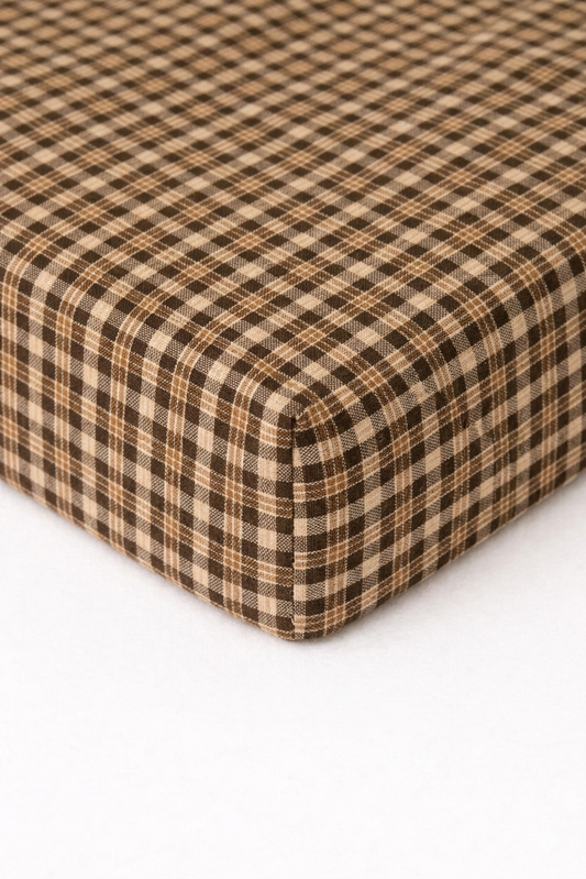 Brown Plaid Crib Sheet in - photo