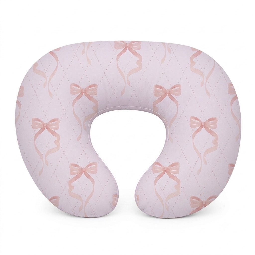 Pink Bow Ruffle Nursing Pillow Cover - New No Ruffle