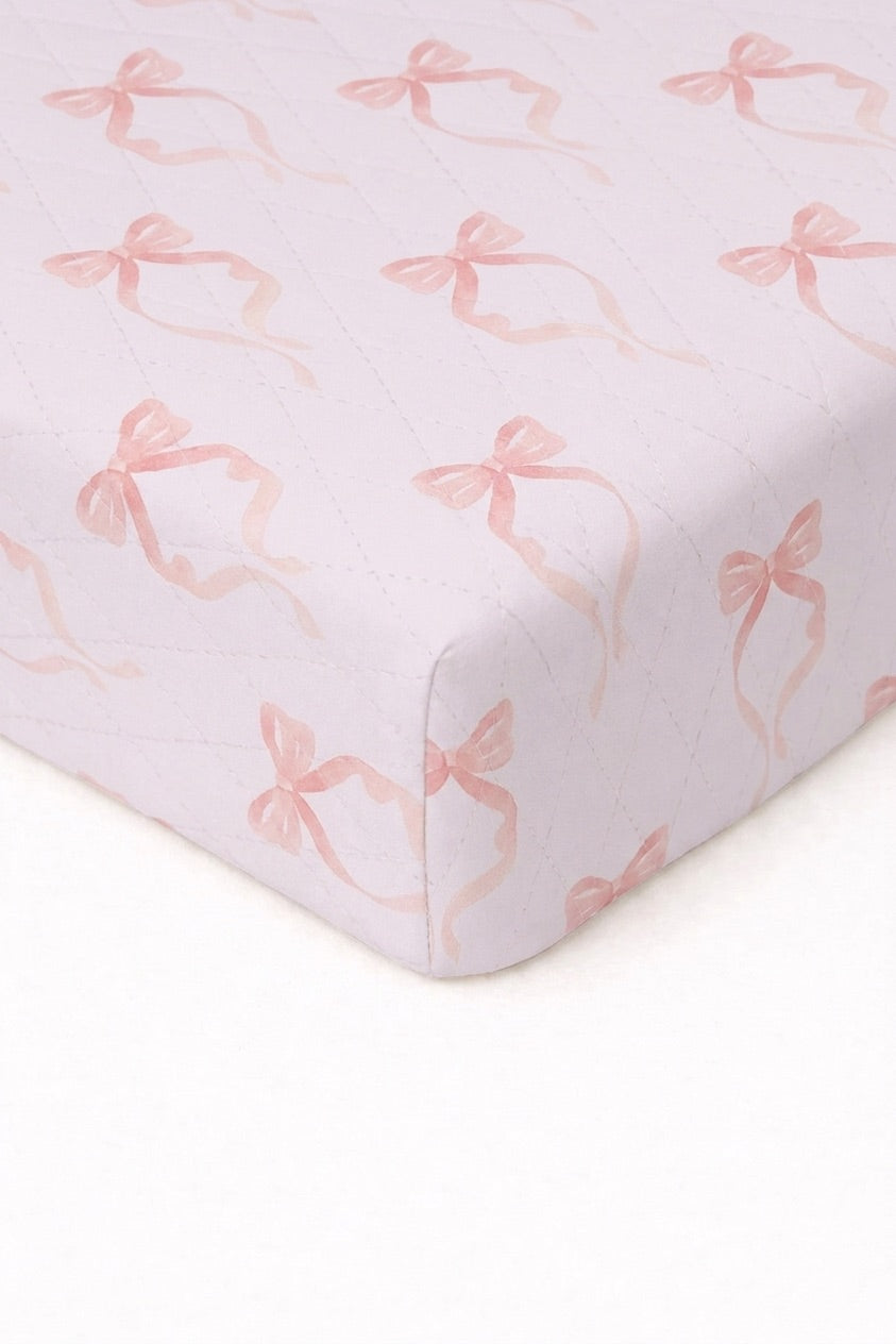 Pink Bow Crib Sheet -