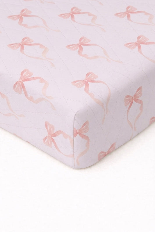 Little Mae & Co. Pink Bow Crib Sheet -