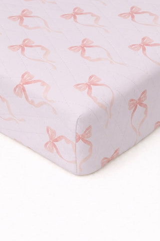 Pink Bow Crib Sheet -