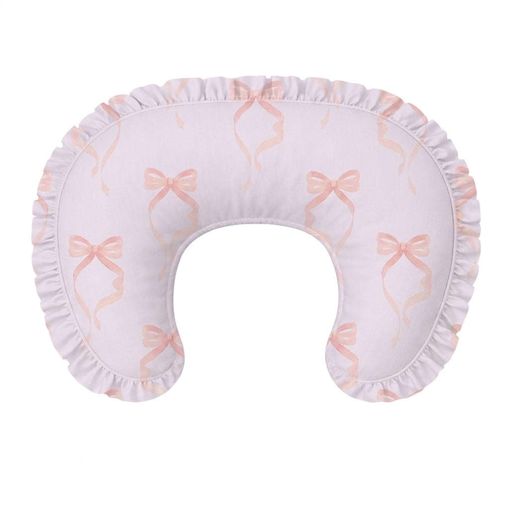 Little Mae & Co. Pink Bow Ruffle Nursing Pillow Cover - New Cover Ruffle