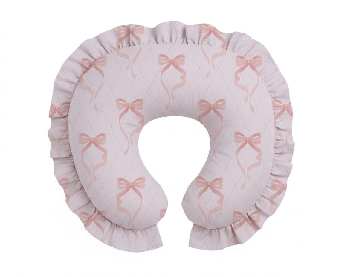 Pink Bow Ruffle Nursing Pillow Cover - New Ruffle