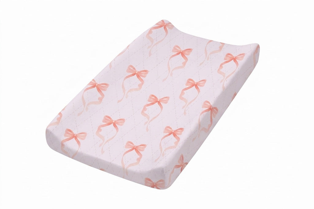 Pink Bow Changing Pad Cover -