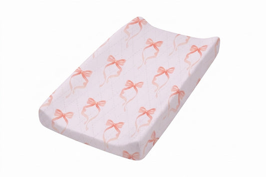 Little Mae & Co. Pink Bow Changing Pad Cover -