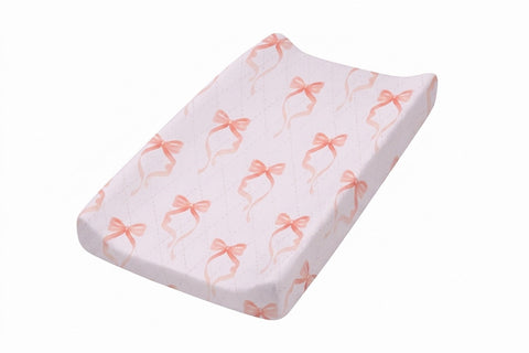 Pink Bow Changing Pad Cover -