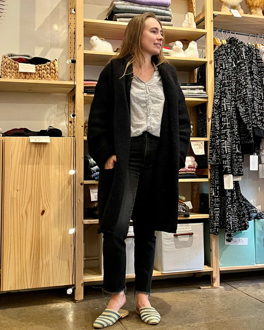 Black Baby Alpaca Cloud Cardigan in - photo