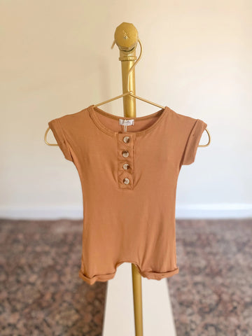 Baby Romper - Knit Romper - Infant Romper - Baby Clothes for Girls and Boys in Camel Brown - Onesies photo