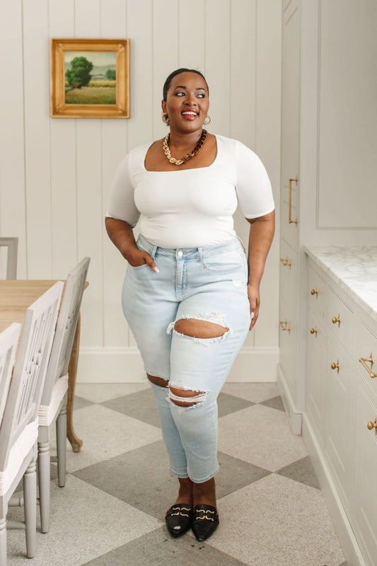 Super Light Destroyed Boyfriend Jeans in - Womens photo