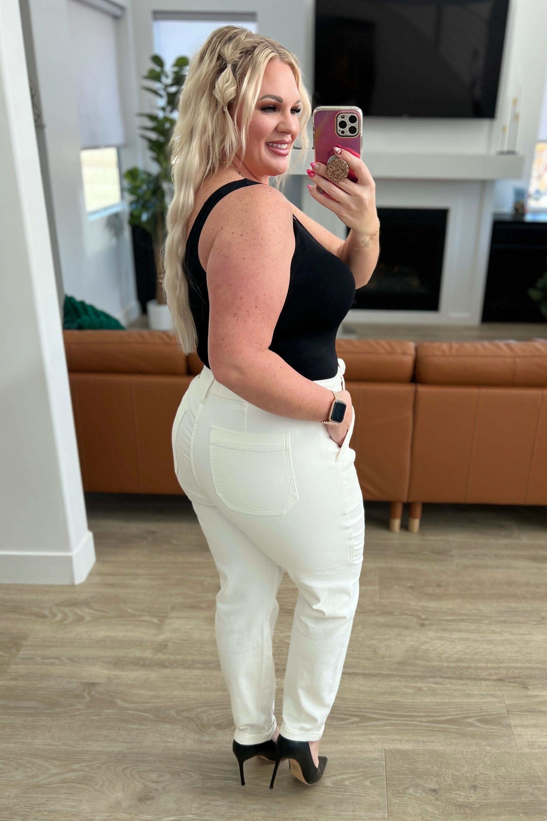 Charlene High Rise Jogger in Ecru in - Denim photo