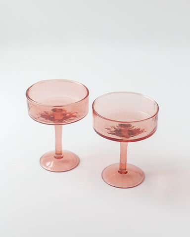 Handblown Hammered Coupe Cocktail Glass Pair - SwagglyLife Home & Fashion