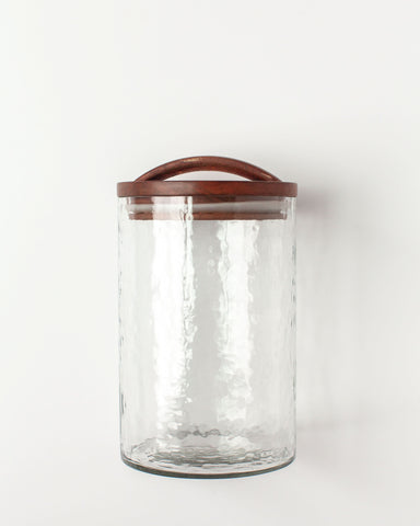Handblown Hammered Glass Canisters with Wood Lid - SwagglyLife Home & Fashion