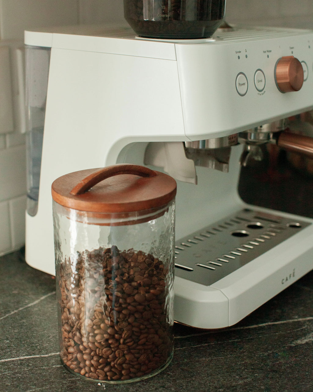 Handblown Hammered Glass Canisters with Wood Lid - SwagglyLife Home & Fashion