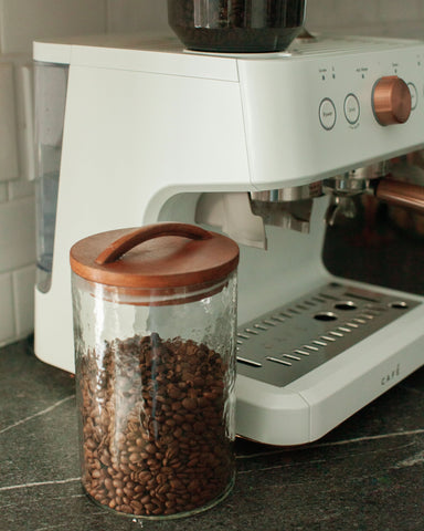 Handblown Hammered Glass Canisters with Wood Lid - SwagglyLife Home & Fashion