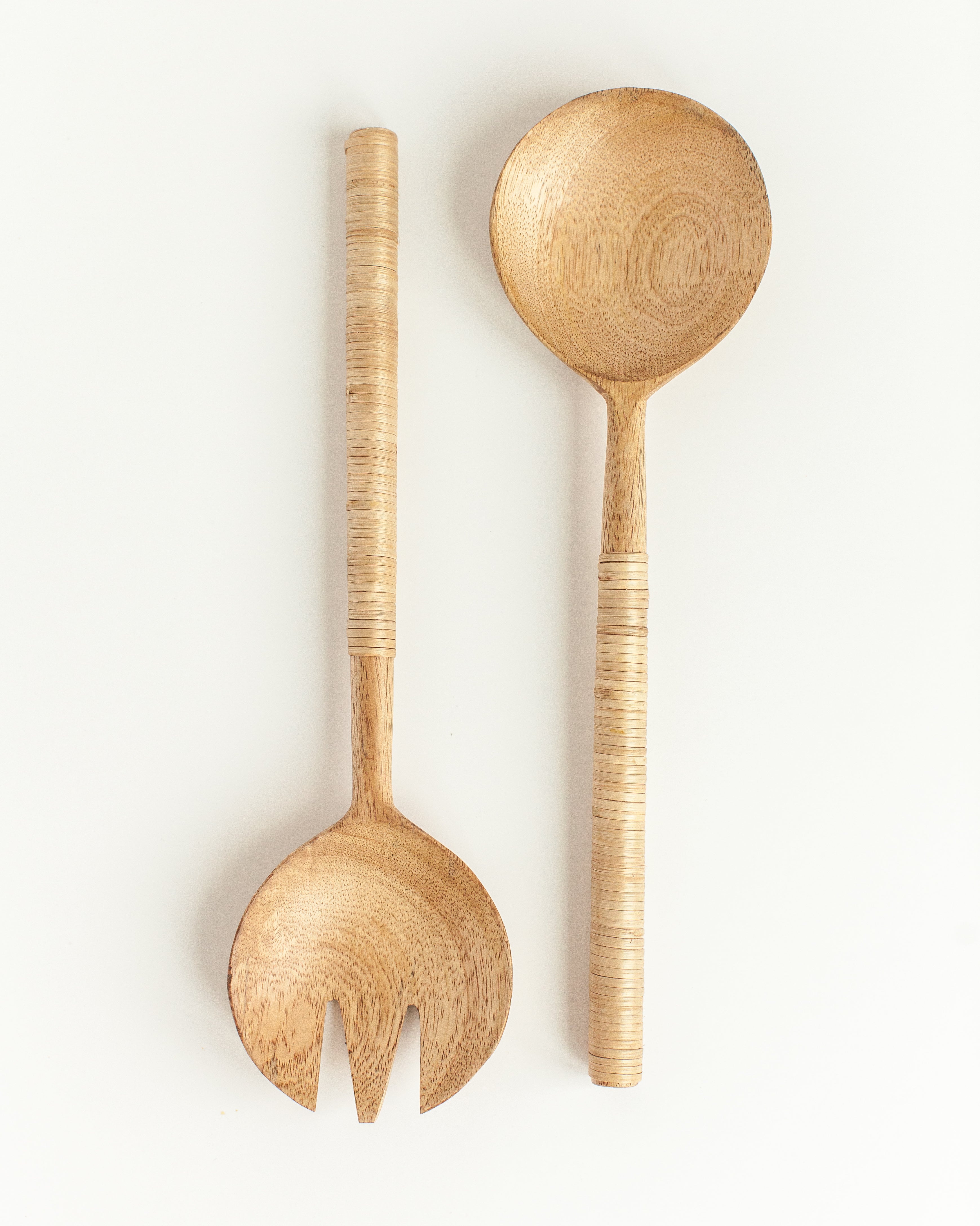 Thin Woven Mango Wood Salad Servers - SwagglyLife Home & Fashion