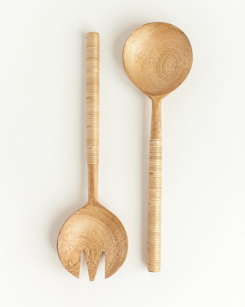 Thin Woven Mango Wood Salad Servers - SwagglyLife Home & Fashion