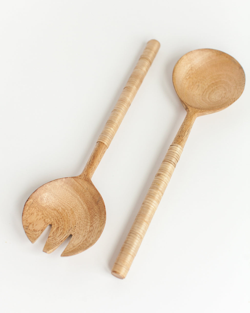 Thin Woven Mango Wood Salad Servers - SwagglyLife Home & Fashion