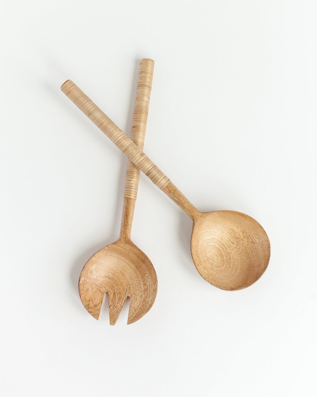 Thin Woven Mango Wood Salad Servers - SwagglyLife Home & Fashion