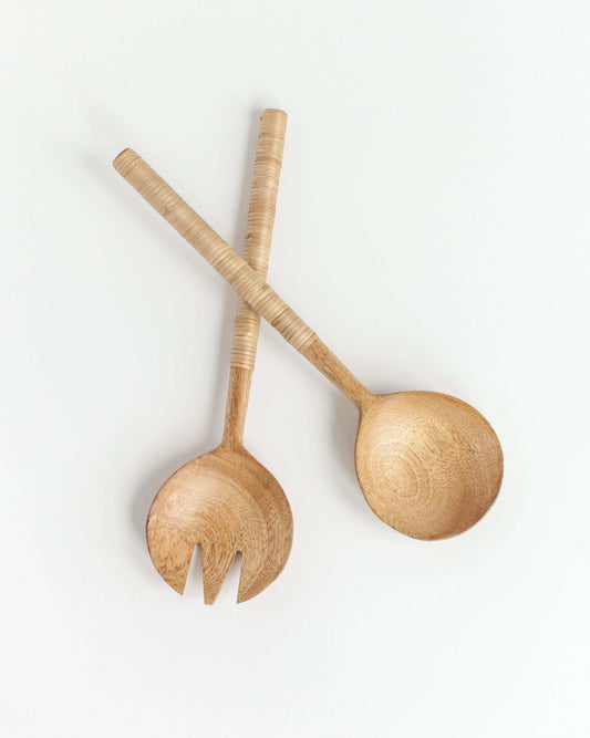 Thin Woven Mango Wood Salad Servers in - Serveware photo