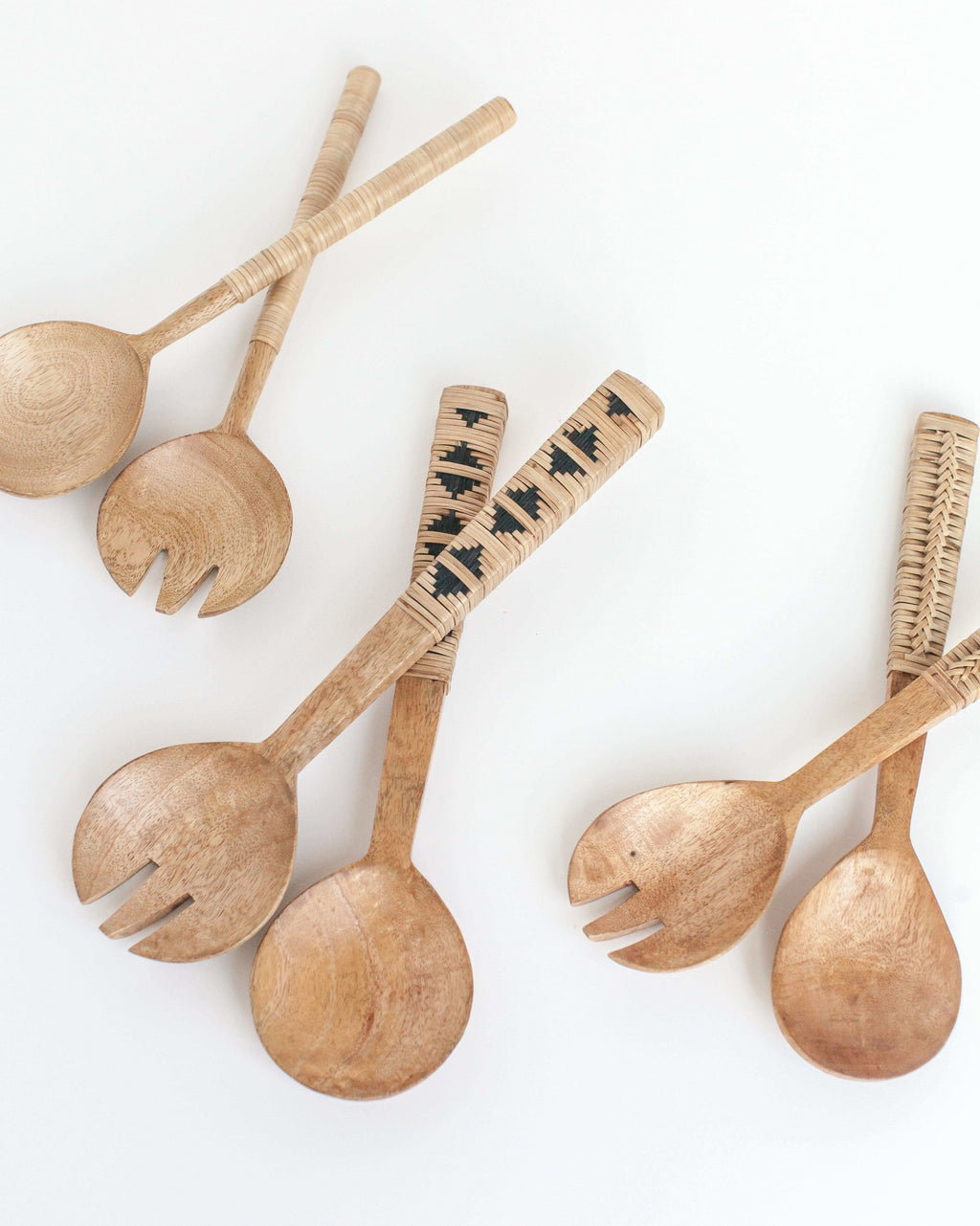 Thin Woven Mango Wood Salad Servers - SwagglyLife Home & Fashion