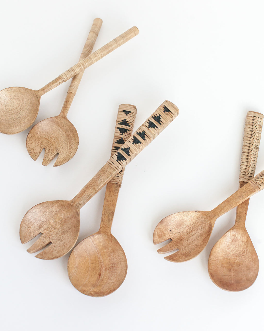 Thin Woven Mango Wood Salad Servers - SwagglyLife Home & Fashion