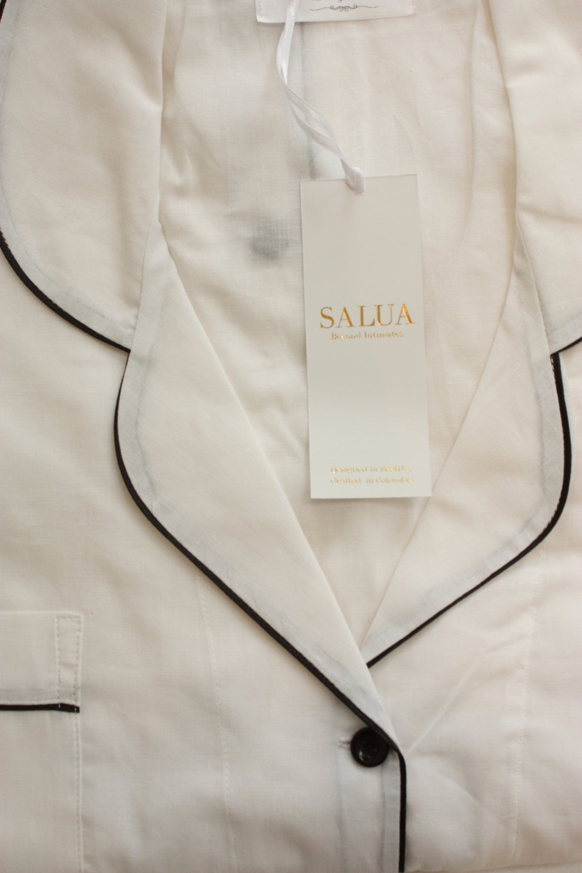 Classic Sleep Shirt in Woven Cotton in White Navy - NIGHTSHIRTS photo
