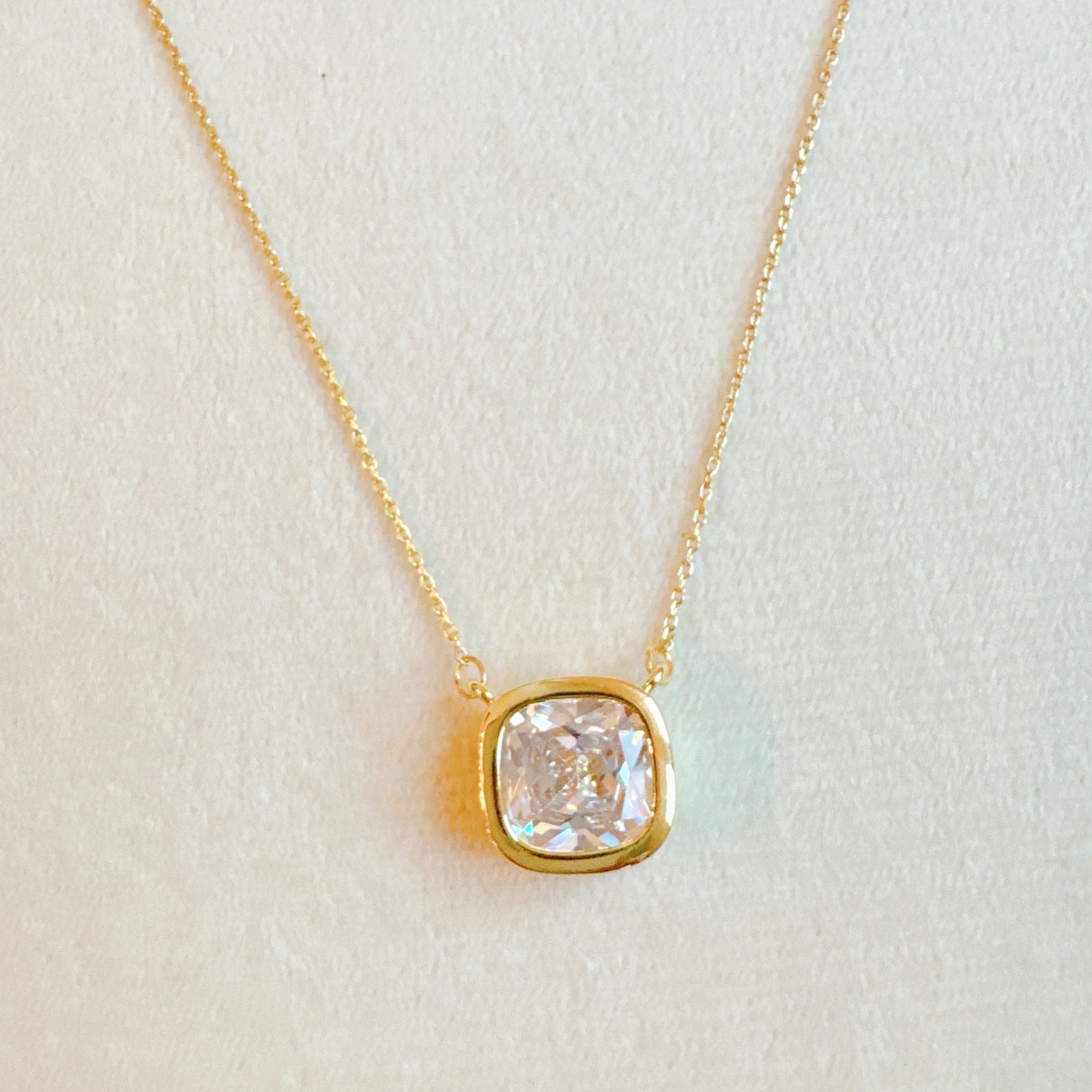 Cushion Cut Bezel Diamond Necklace in - Jewelry photo