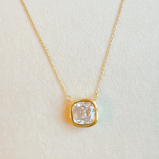 Cushion Cut Bezel Diamond Necklace in - Jewelry photo