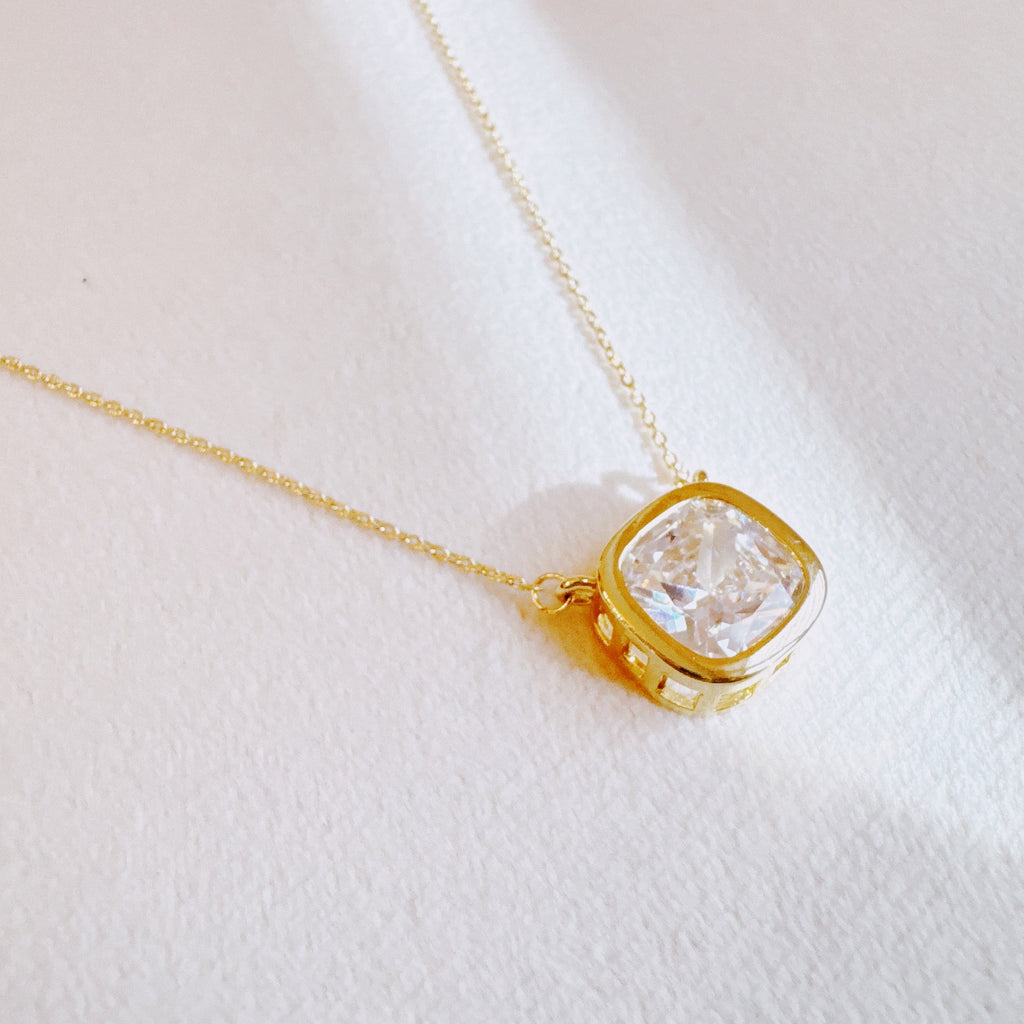 Cushion Cut Bezel Diamond Necklace in - Jewelry photo