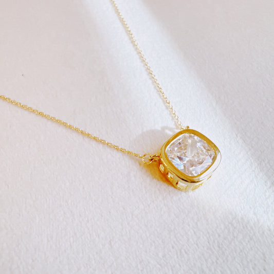 Cushion Cut Bezel Diamond Necklace in - Jewelry photo