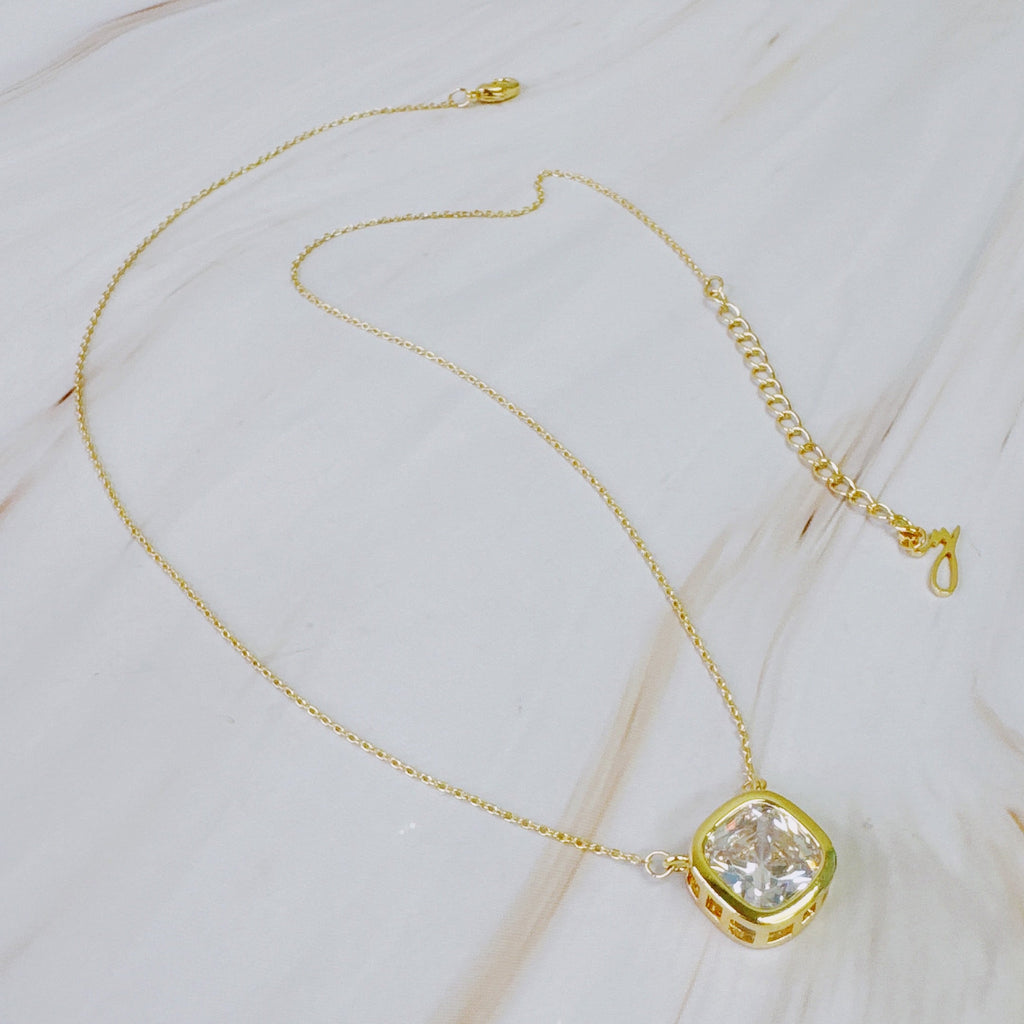 Cushion Cut Bezel Diamond Necklace in - Jewelry photo