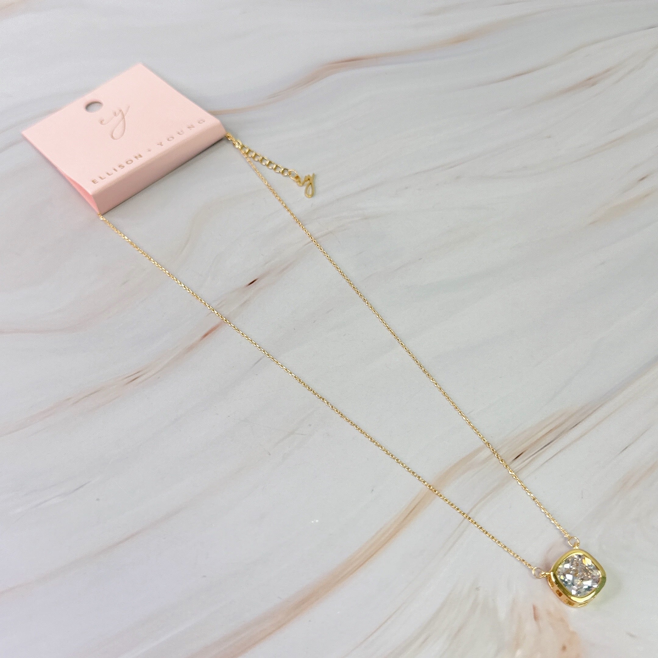 Cushion Cut Bezel Diamond Necklace in - Jewelry photo