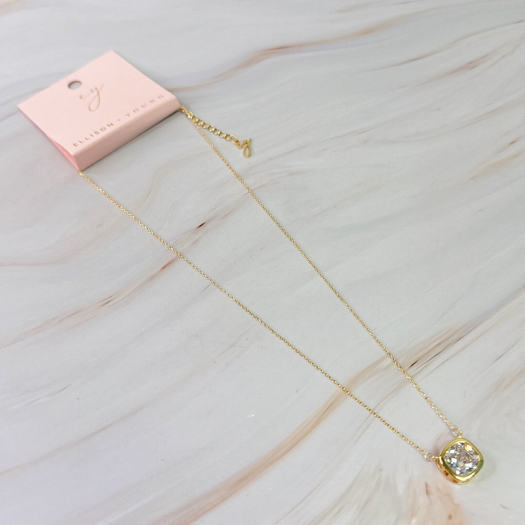 Cushion Cut Bezel Diamond Necklace in - Jewelry photo