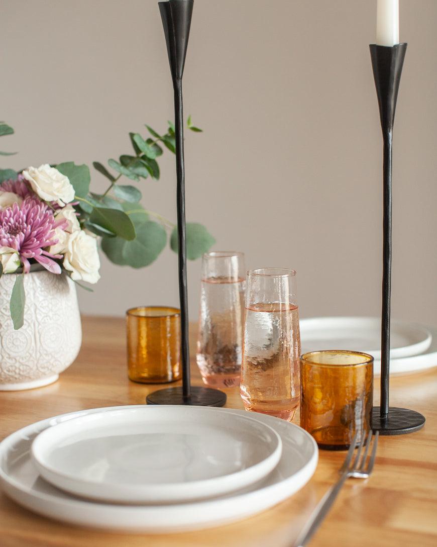 Handblown Hammered Champagne Flutes