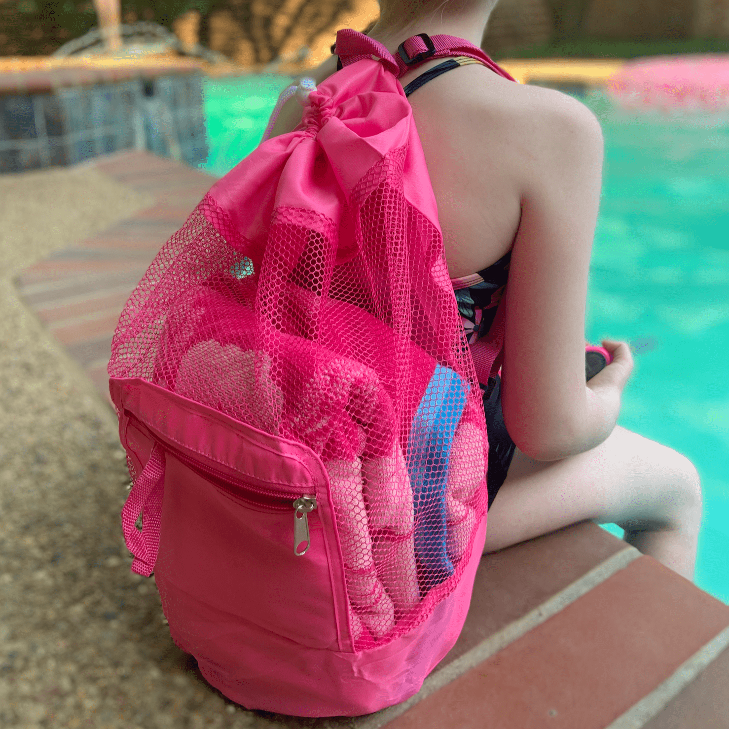 Foldable Kids Mesh Backpack in Pink - Backpacks photo