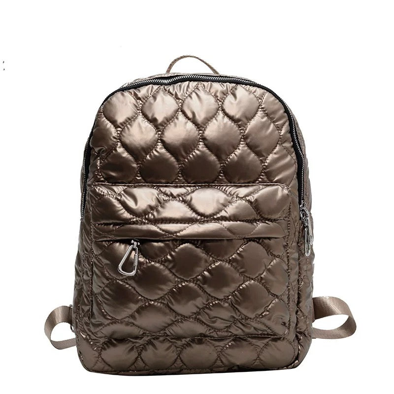 Jade Metallic Puffer Backpack in Gold - Backpack photo
