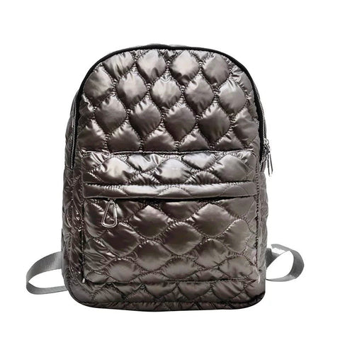 Jade Metallic Puffer Backpack in Pewter - Backpack photo