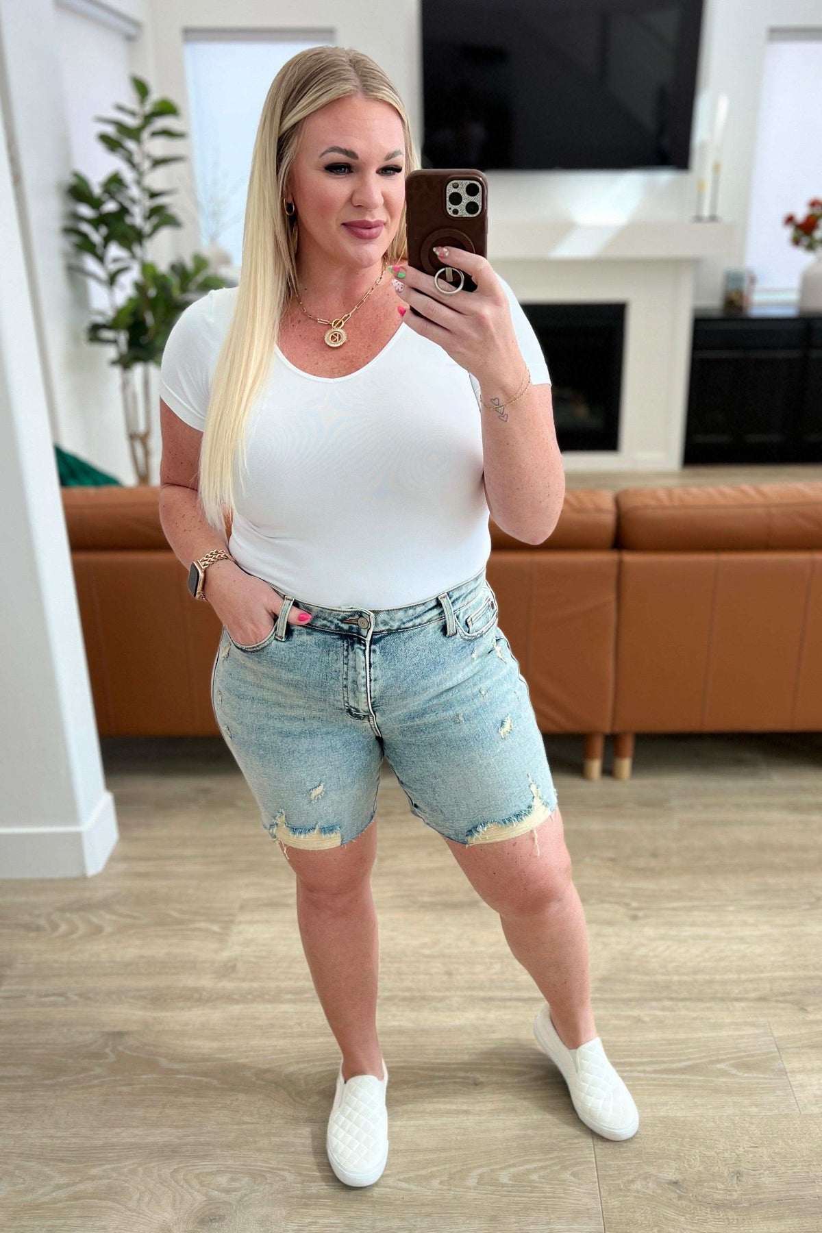 Cindy High Rise Mineral Wash Distressed Boyfriend Shorts -