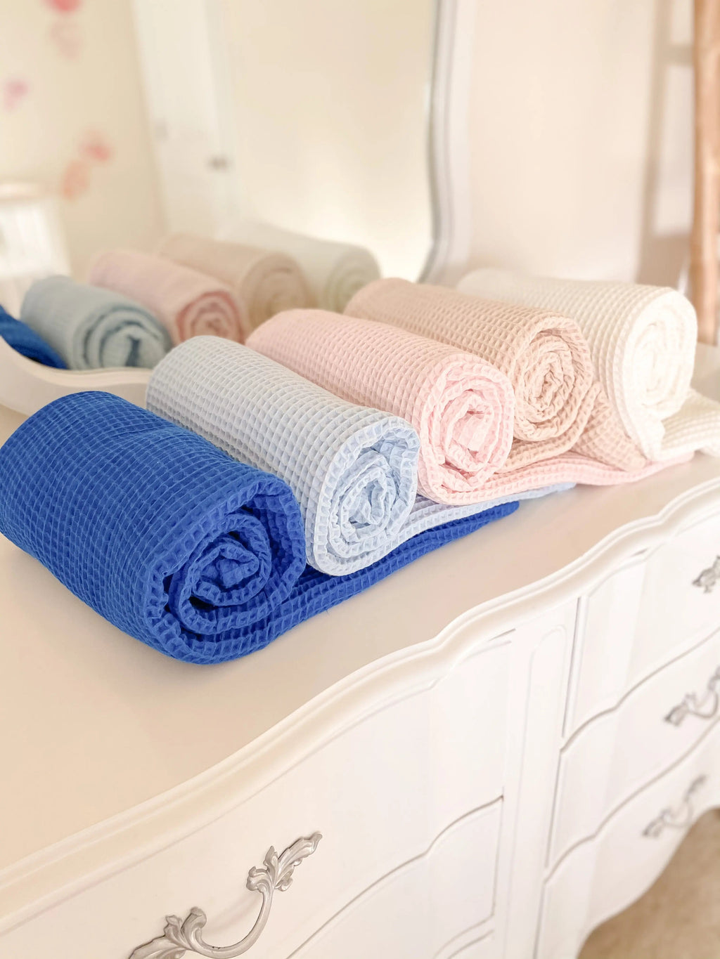 Waffle Blankets - Newborn, Baby, Toddler - 100% Cotton in - Swaddle Blankets & Hat / Headband Sets photo