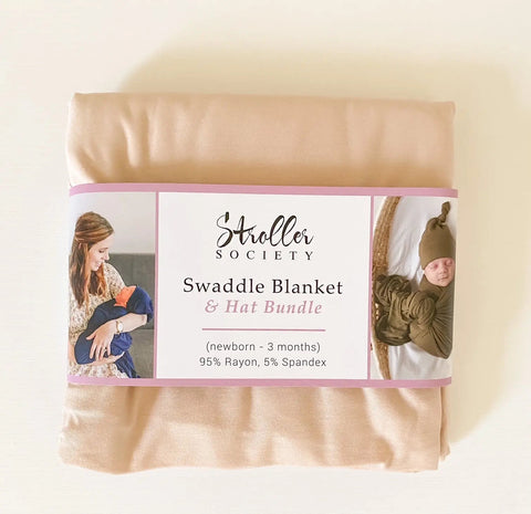 Swaddle Blanket and Hat Set - Sand in - Swaddle Blankets & Hat / Headband Sets photo