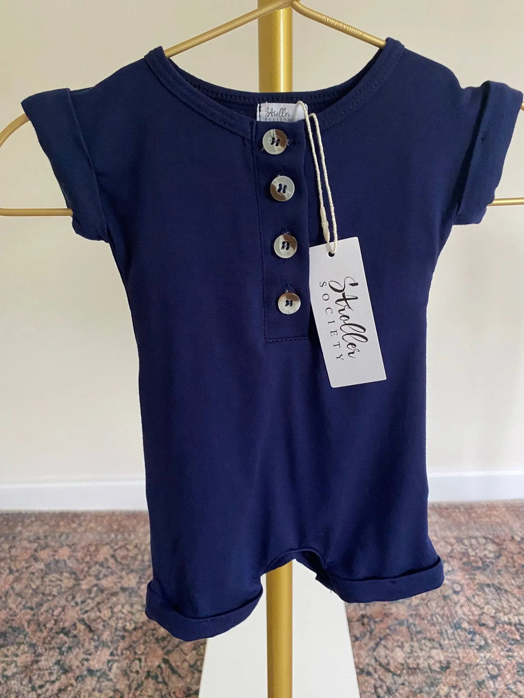 Baby Romper - Knit Romper - Infant Romper - Baby Clothes for Girls and Boys in 3 - 6 mo Navy Blue - Onesies photo