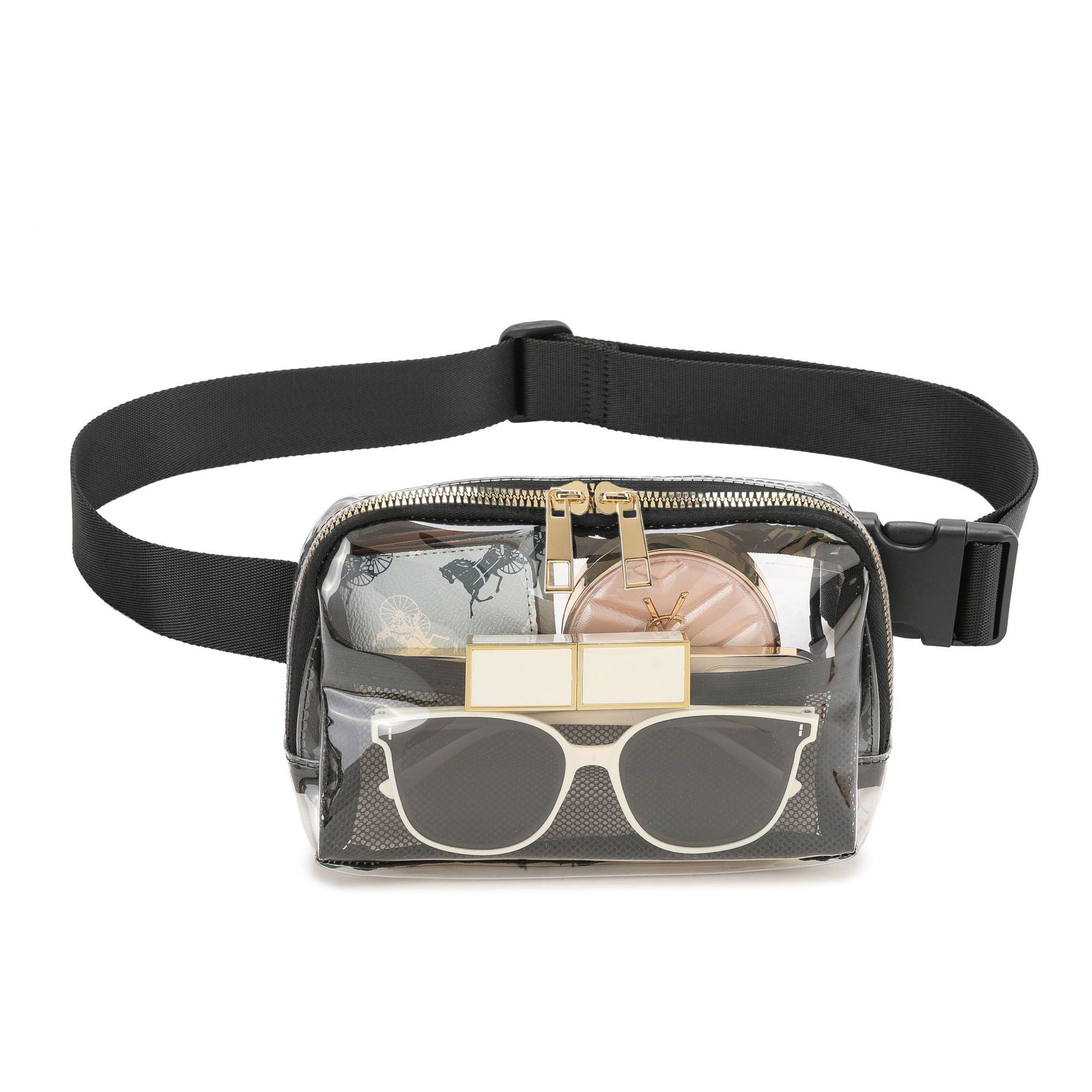 Juni Clear Stadium Sling Crossbody Belt Bum Fanny Waist Bag in Black - photo