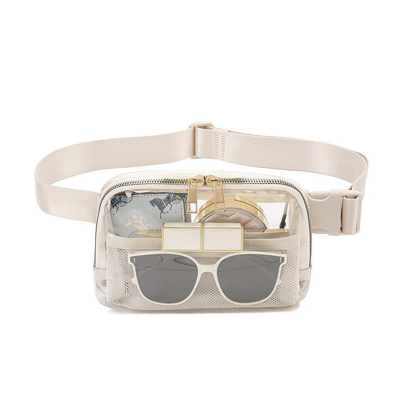 Juni Clear Stadium Sling Crossbody Belt Bum Fanny Waist Bag in Almond - photo