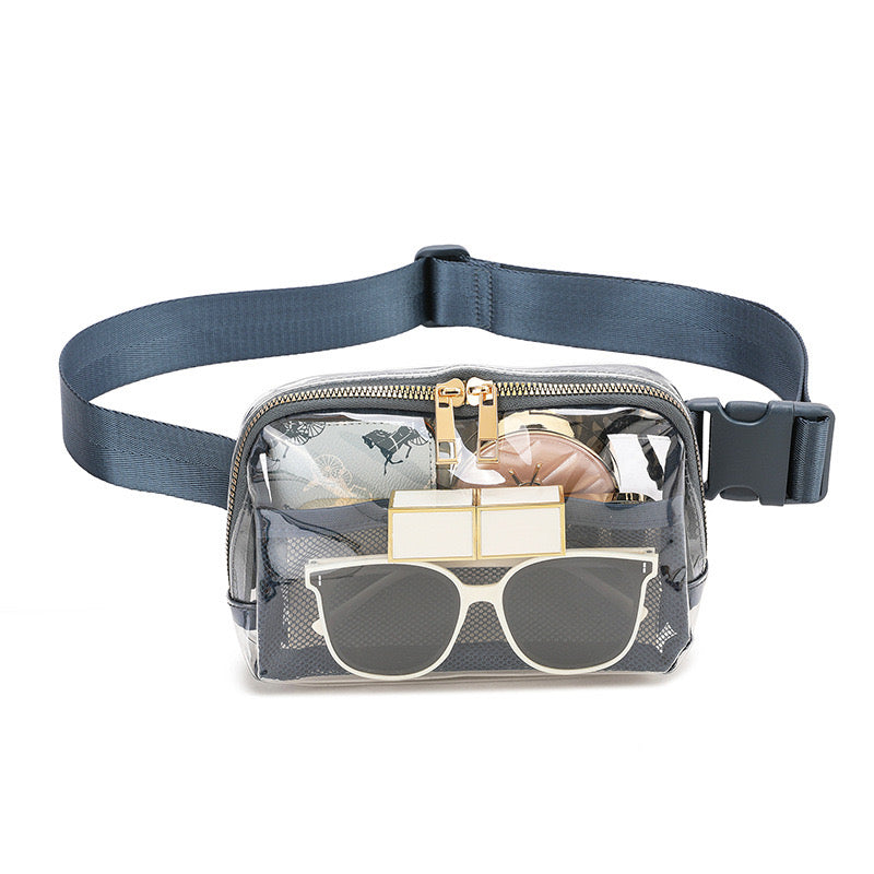 Juni Clear Stadium Sling Crossbody Belt Bum Fanny Waist Bag in Slate Blue - photo