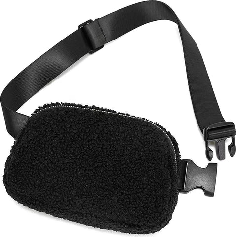 Lola Boucle Sherpa Sling Crossbody Belt Bum Fanny Waist Bag in Black - photo