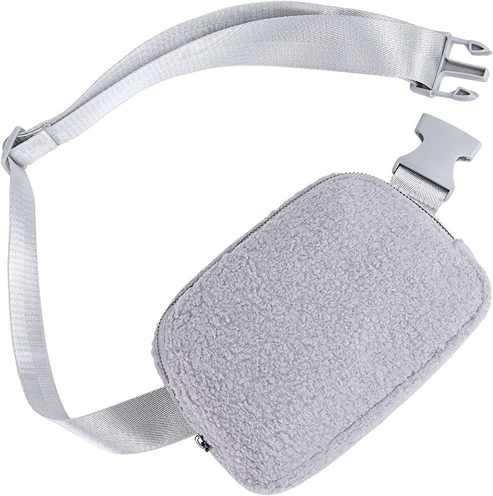 Lola Boucle Sherpa Sling Crossbody Belt Bum Fanny Waist Bag in Gray - photo