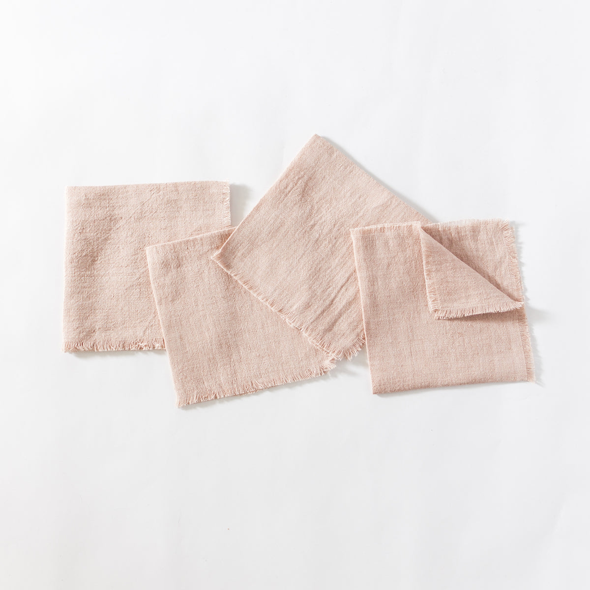 Stone Washed Linen Cocktail Napkin in Blush Set of 4 - Cloth Napkins photo