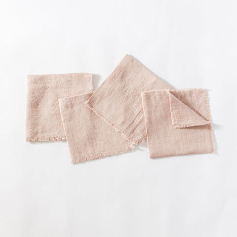 Stone Washed Linen Cocktail Napkin in Blush Set of 4 - Cloth Napkins photo