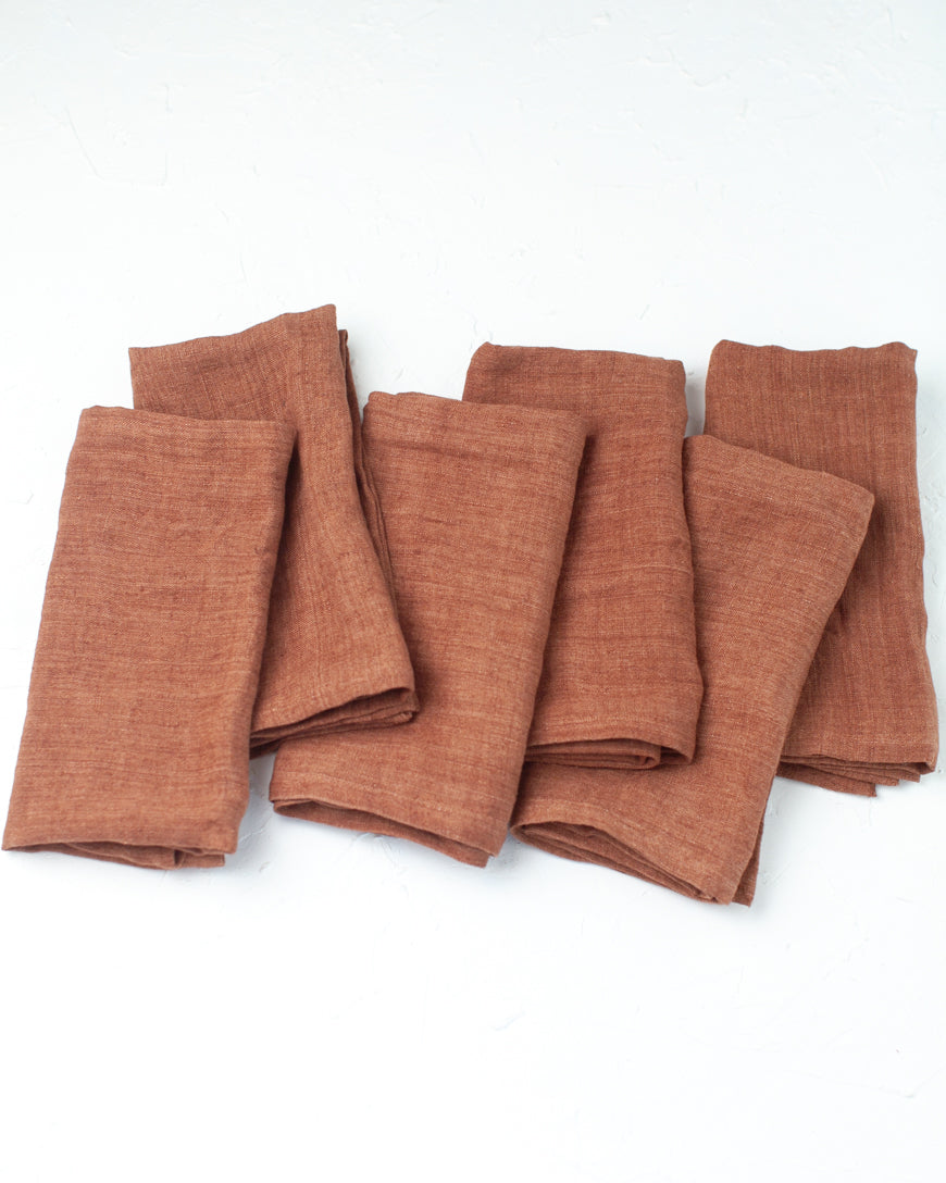 Stone Washed Linen Dinner Napkins in Terra Cotta - Cloth Napkins photo