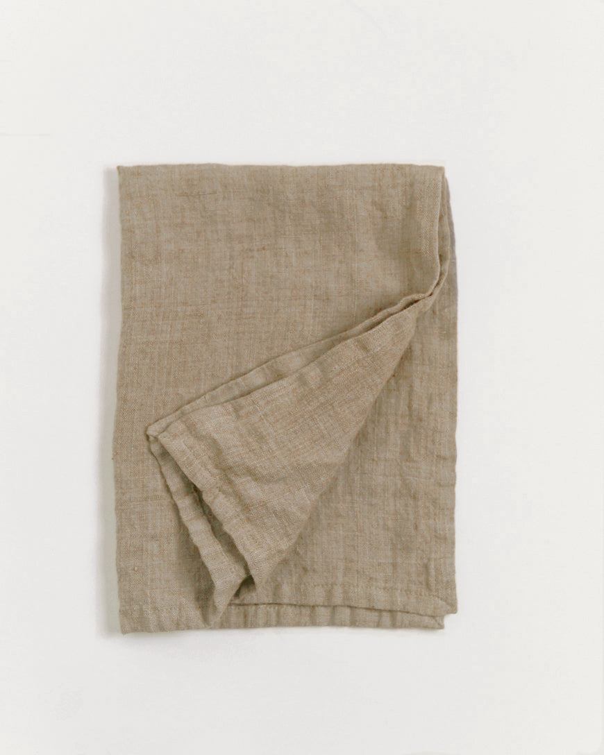 Stone Washed Linen Tea Towel in Flax - Default photo